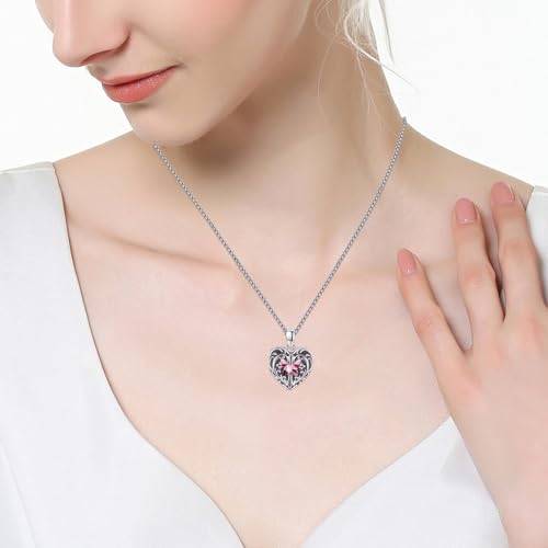TUGHRA Mother's Day Gifts Gold Locket Necklaces for Women, 925 Sterling Silver Heart Photo Lockets Memorial Keepsake Jewelry Gift for Mom, Wife, Daughter - style: 2224-Light Pink