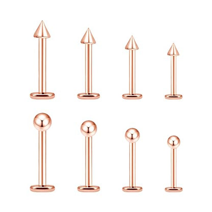 BLISI G23 Solid Titanium Eyebrow Piercing Jewelry, Gold Black Rose Gold Silver Pink Rainbow Eyebrow Rings 16G Curved Barbell,Tiny Vertical Labret Lip Jewelry Rook Piercing Jewelry for Women and Men - color: Rose Gold 3