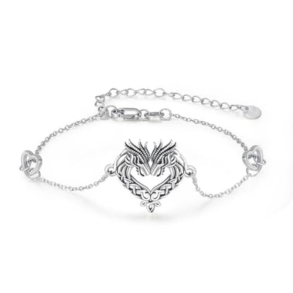Animal Bracelet for Women 925 Sterling Silver Celtic Dragon/Horse/Wolf Bracelet Adjustable Bracelet Cute Animal Jewelry Gift for Women - style: Dragon Bracelet