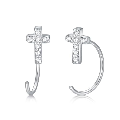 925 Sterling Silver Moissanite Huggie Half Hoop Earrings for Women - style: style 8