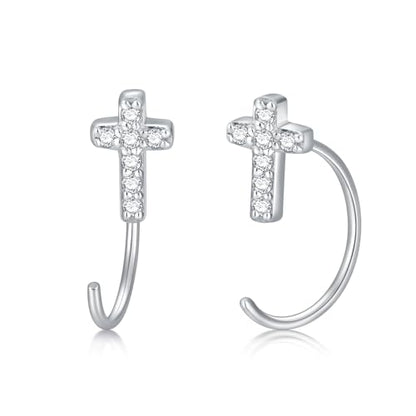 925 Sterling Silver Moissanite Huggie Half Hoop Earrings for Women - style: style 8
