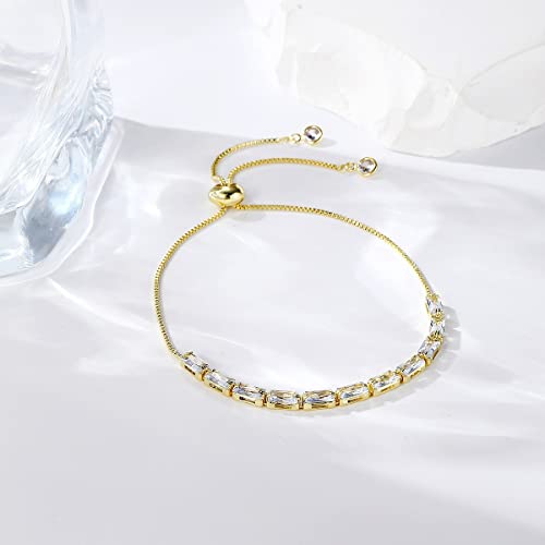 Todenb Gold Tennis Bracelets for Women Cubic Zirconia Tennis Bracelet Adjustable Gold Chain Womens Tennis Bracelet Colorful Crystal Ankle Bracelet Summer Beach Body Jewelry