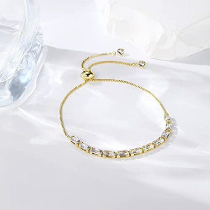Todenb Gold Tennis Bracelets for Women Cubic Zirconia Tennis Bracelet Adjustable Gold Chain Womens Tennis Bracelet Colorful Crystal Ankle Bracelet Summer Beach Body Jewelry