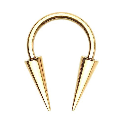 Pierced Owl 14-20GA Stainless Steel Horseshoe Circular Barbell with Long Spikes - color: Gold Tone