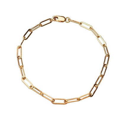 kelistom 14K Gold Filled Stainless Steel Paperclip Chain Bracelet for Women, 7.5” Rectangle Link Bracelets, Waterproof and Never Tarnish - color: 14K gold