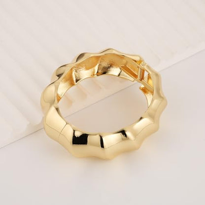 HZMAN Chunky Gold Cuff Bracelets for Women Thick Wide Bangle Bracelet Hammered Open Hinge Wrist Cuff Bracelet Jewelry Gift - color: 10.Twisted Gold