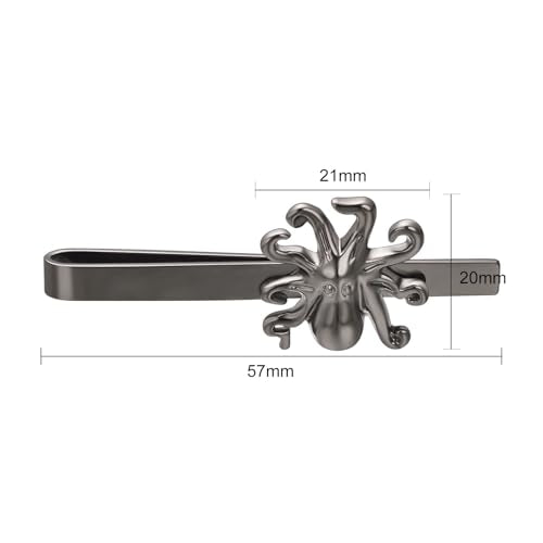 Silver Tie Clip for Mens Stainless Steel Novelty Feather Bat Bee Tie Bar Suitable For Necktie Bar Clip - style: Black Octopus Tie Clip