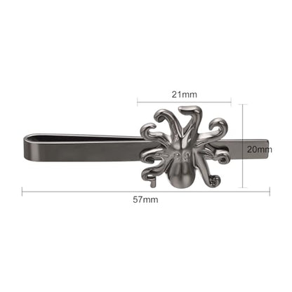 Silver Tie Clip for Mens Stainless Steel Novelty Feather Bat Bee Tie Bar Suitable For Necktie Bar Clip - style: Black Octopus Tie Clip