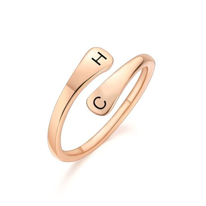 INBLUE Personalized 925 Sterling Silver Spiral Twist Ring for Women Customized Engraving Name/Date with Birthstones Adjustable Open Wrap Band Promise Ring Gift for Wedding Engagement - color: Style B3