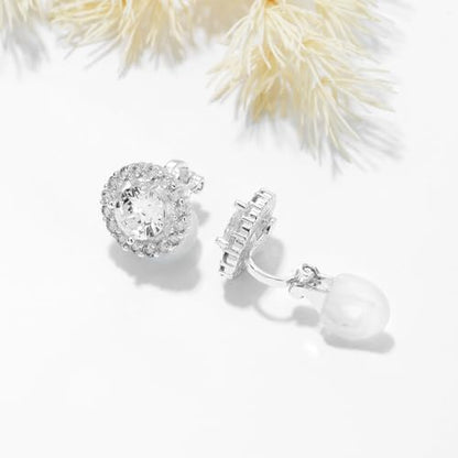 Earrings Holy Stud Earrings for Girls/Women, Sliver Gold Wedding Earrings for Bridesmaids - color: Halo Shape|Clip