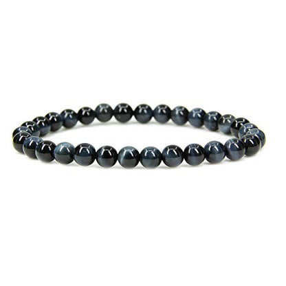 Angelstones Gemstones 6mm Round Beads Healing Crystal Bracelet for women | Natural Gemstone, Handmade Gifts for Women, Healing Crystal Round Beaded Stretch Bracelets, Unisex Jewelry for Women and Men - color: Blue Tiger Eye