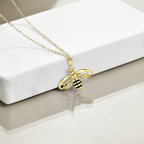 VONALA Gold Bee Pendant Necklace 925 Sterling Silver Bumblebee Jewelry Birthday Gifts for Women Daughter - style: Bee