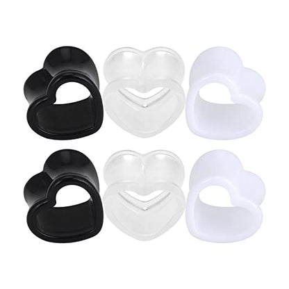 Qmcandy 6pcs/18pcs Heart Shape Acrylic Ear Tunnels Plugs Set Mix Color Stretcher Expander Piercing Tunnels Gauge 6G-7/8 inch - color: 6pcs, 2g(6mm)