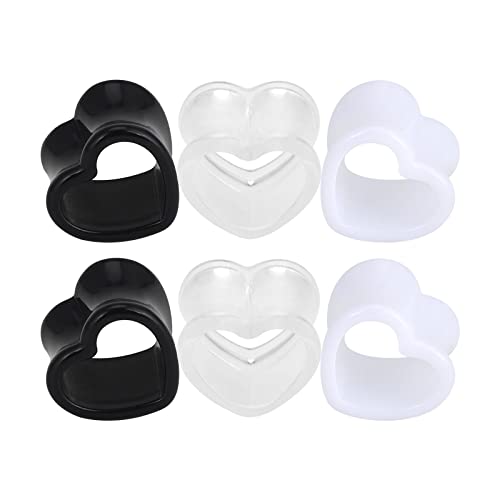 Qmcandy 6pcs/18pcs Heart Shape Acrylic Ear Tunnels Plugs Set Mix Color Stretcher Expander Piercing Tunnels Gauge 6G-7/8 inch - color: 6pcs, 6g(4mm)