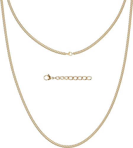 Silvadore Gold/Silver Chain for Men Necklace (2/4/6mm) - Stainless Steel Cuban Link Chain for Men (18K/925 Plated) - Thin, Non-Tarnish & Waterproof Jewelry - GIFT-READY - (18/20/22/24 Inch) - color: 18k Gold Plated, size: 22 inch (56cm), style: 2mm