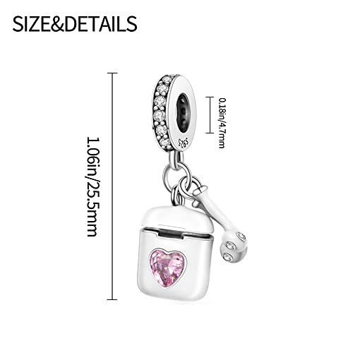 Pandach 925 Sterling Silver Charms for Bracelets and Necklaces Travel Round The World Beads Charms Relaxation Dangle Pendant,Jewelry Beads Gifts for Women - style: A- Headphones Charm