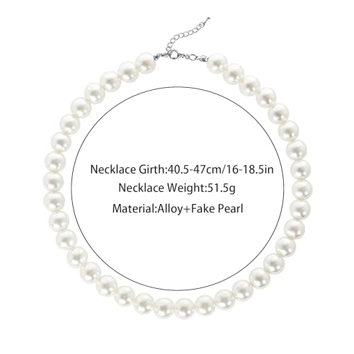 Chunky Pearl Choker Necklace - Stackable Statement Wedding Party Jewelry Gift - size: 12mm pearl