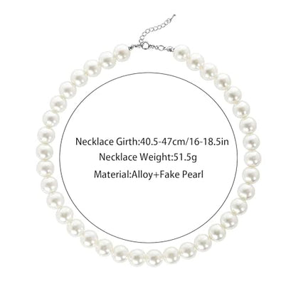 Chunky Pearl Choker Necklace - Stackable Statement Wedding Party Jewelry Gift - size: 12mm pearl