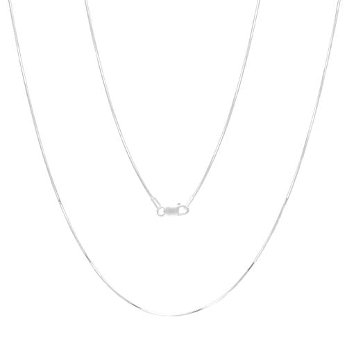 Verona Jewelers Sterling Silver 1MM, 1.5MM Italian 8 Sided Diamond Cut Snake Necklace Chain- Diamond Cut Silver Necklace, 925 Sterling Silver Necklace, Necklace for Pendants, - style: 1MM