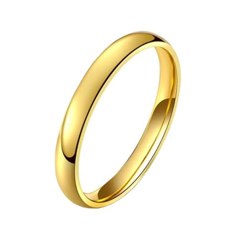 3mm Stainless Steel Classical Plain Stacking Band Statement Wedding Promise Ring For Women - color: Gold