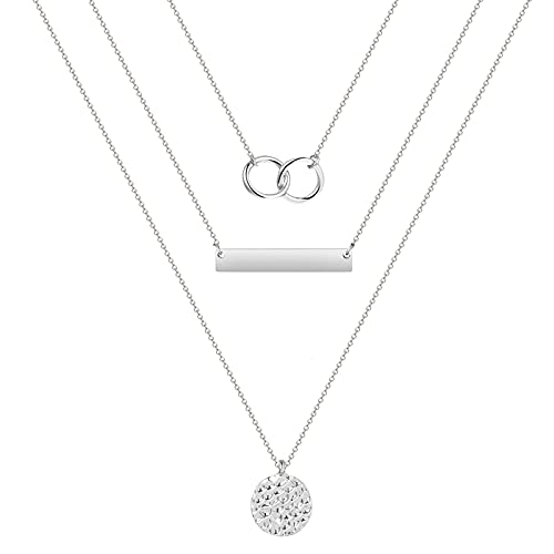 YANCHUN Layered Necklaces for Women Gold Necklace Stack Star Heart Choker Dainty Necklace Love Heart Chain Jewelry Gifts for Women - color: E:Silver Layer Circle Necklace