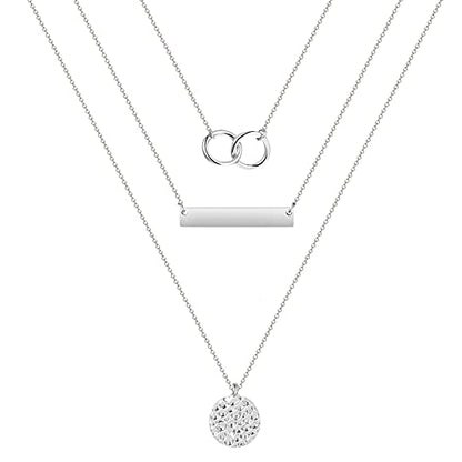 YANCHUN Layered Necklaces for Women Gold Necklace Stack Star Heart Choker Dainty Necklace Love Heart Chain Jewelry Gifts for Women - color: E:Silver Layer Circle Necklace