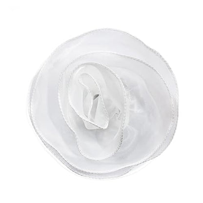 10inch Extra Large Flower Brooch Pin for Women Fashion Dainty Organza Satin Fabric Big Camellia Brooches Lapel Pins Wedding Dance Party Dress Accessories Exaggerated Jewelry Gift - color: 6 inch White