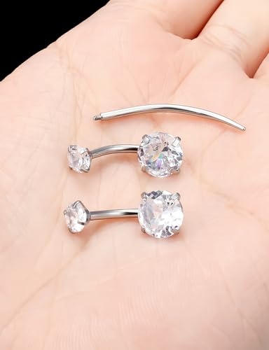 Belly Button Rings Surgical Stee, Extra-Long & Short Simple Internally Threaded Belly Rings, 14G Belly Piercing Jewelry,Navel Piercing Jewelry for Women Men 6mm 8mm 10mm 12mm 14mm 16mm - color: 10mm 3/8 Inch Belly Button Ring