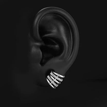 Casvort 2 PCS Hypoallergenic 316 Stainless Steel 00G/3/4'' Stacked Ring Cuffs for Stretched Lobe Ear Gauges Plugs Ear Tunnels Stretcher Earring Studs Clip on Cartilage Body Piercing Jewelry - color: Silver Shine 10mm (00g)
