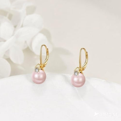 TIGER RIDER Pearl Earrings 925 Sterling Silver Leverback Hypoallergenic Drop Earring Jewelry for Women Birthday Gifts - style: Pink Pearl