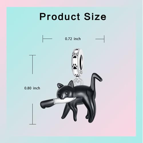 Family Love Mother Daughter Grandma Charm 925 Sterling Silver fits Bracelets Necklace Pendant Bead Charms Jewelry Gift for Women Family Friends - color: Black Cat Charm