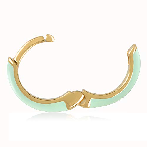 14K Gold Plated Sterling Silver Enamel Color Huggie Hoop Earrings for Women – Wide Range of Vibrant Color Options Available - color: Green ( Mint )