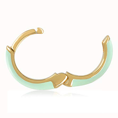 14K Gold Plated Sterling Silver Enamel Color Huggie Hoop Earrings for Women – Wide Range of Vibrant Color Options Available - color: Green ( Mint )