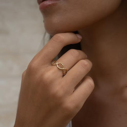 Made by Nami Stainless Steel Gold Adjustable Rings for Women Stackable Chunky Gold Rings for Women - color: Curb
