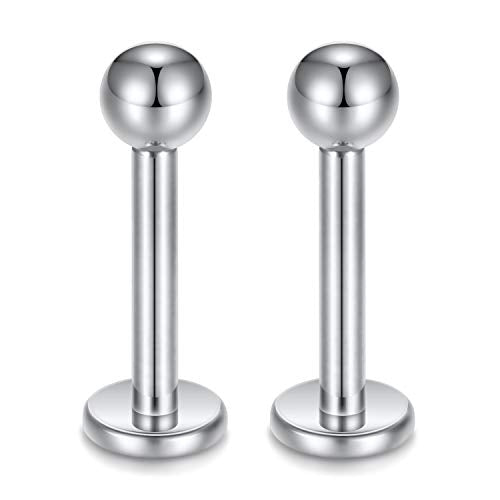 GAGABODY G23 Titanium 16G 6/8/10mm Clear CZ/Opal Internally Threaded Labret Monroe Lip Studs 6mm Helix Cartilage Tragus Earring Piercing - color: Set8:16G-2Pcs - Length:8mm Ball:3mm-Silver