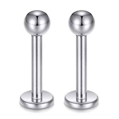 GAGABODY G23 Titanium 16G 6/8/10mm Clear CZ/Opal Internally Threaded Labret Monroe Lip Studs 6mm Helix Cartilage Tragus Earring Piercing - color: Set8:16G-2Pcs - Length:8mm Ball:3mm-Silver