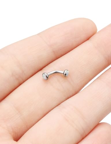 Jenxnjsjo F136 Titanium 16g 6/8/10mm Opal Eyebrow/Rook/Snug/Vertical-Labret/VCH/Snake-Eyes/Anti-Tragus/Christina/Daith/Belly-Button/Bridge/Hood/Surface Curved Barbell Piercing Jewelry for Women Men - color: White Opal, size: 6 mm