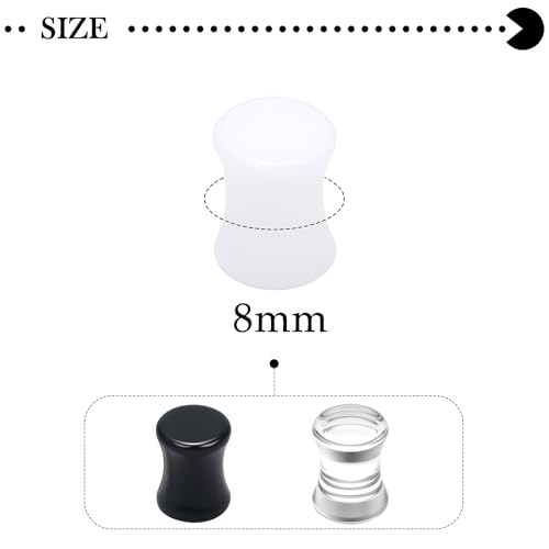 6G-30mm Solid Acrylic Gauges for Ear Double Flared Saddle Plug Tunnels Earrings Clear Black White Ear Plugs Tunnels for Women Men - color: 0G = 8mm