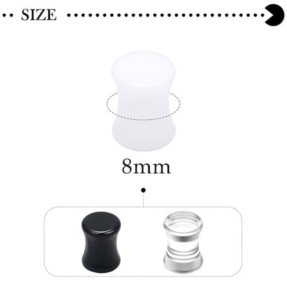 6G-30mm Solid Acrylic Gauges for Ear Double Flared Saddle Plug Tunnels Earrings Clear Black White Ear Plugs Tunnels for Women Men - color: 0G = 8mm