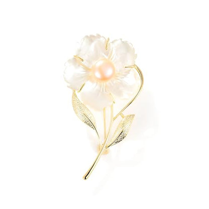 Flower Brooch for Women Rhinestone Pearl Zirconia Flower Lapel Pin Birthday Holiday Gift for Mother Wife Girlfriend - color: 05