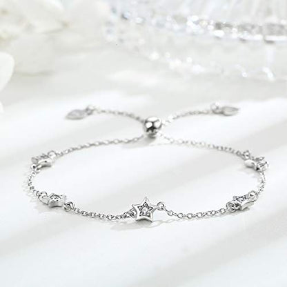 925 Sterling Silver Bohemia Hawaiian Beach Mermaid Floral Bracelet Birthday Graduation Gifts for Women with Gifts Box - style: 24-Star