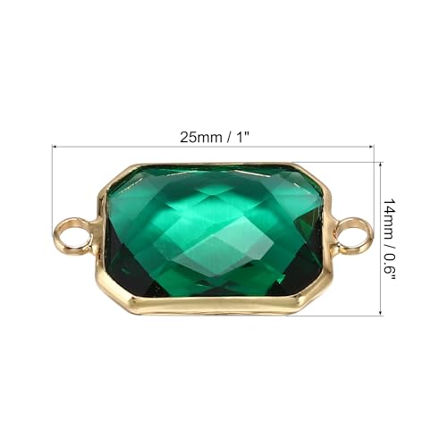 PATIKIL Birthstone Connector Link, Diamond Clear Charm Links, Glass Jewelry Findings Crystal Bead Link for Drop Dangle Pendants Necklace Bracelet Earring - color: Green