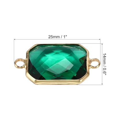 PATIKIL Birthstone Connector Link, Diamond Clear Charm Links, Glass Jewelry Findings Crystal Bead Link for Drop Dangle Pendants Necklace Bracelet Earring - color: Green