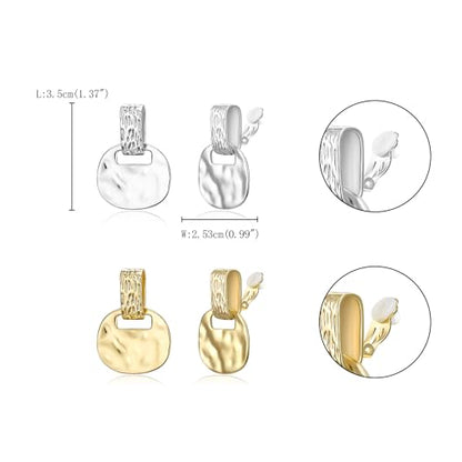 FANZE 2 Pairs Matte Gold Sliver Clip on Earrings for Women No Piercing | No Piercing Button Earring Comfortable Fashion Jewelry Gift - color: Gold/Silver