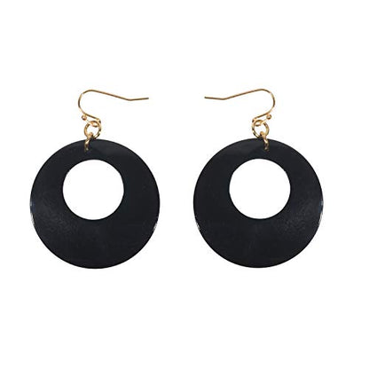 Coiris Multi Strand Statement Colorful Beaded Necklace with Big Circle Shell Pendant for Women - color: Black
