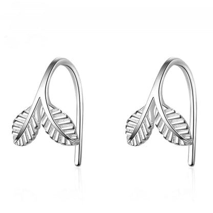 Dainty Gold Huggie Hoop Earrings for Women - 18K Gold Plated Cubic Zirconia Lightweight Mini Double Hoops Earrings for Everyday Wear - style: Leaf Earrings
