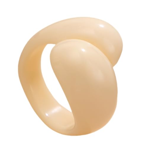 Vintage Multi-Color Resin Thick Ring Acrylic Plastic Knuckle Ring Simple Geometric Rings Cute Fashion Aesthetic Y2k Statement Rings Jewelry for Women - color: White