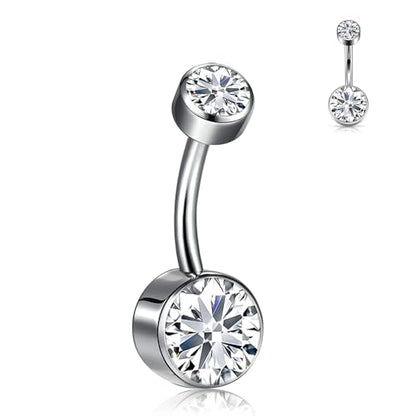 Titanium Floating Belly Button Rings 14G, ASTM F136 Implant-Grade Curved Barbell, Internal Thread with 6mm Teardrop Gems, Sparkle Navel Piercing Jewelry, 10mm/12mm Length - color: Silver-Clear cz, size: 3/8"(10mm)