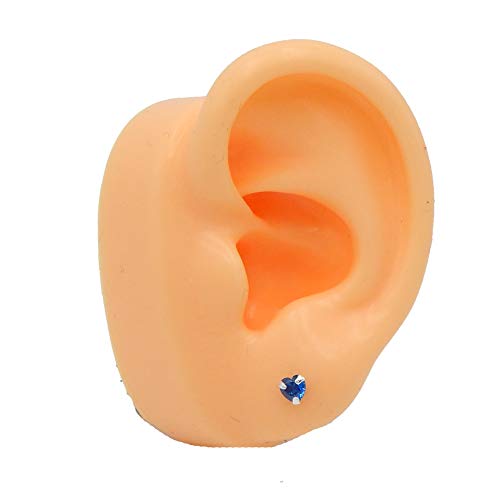925 Sterling Silver 4mm Heart Birthstone CZ Stud Earrings 33210 (Choose Your Color) (Nickel Free) - color: Sapphire