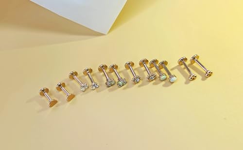 16G Monroe Lip Piercing Jewelry Labret Studs Tragus Hoop Earrings Nose Piercing Flat Back Helix Earring - color: rose gold, size: 16G*6mm